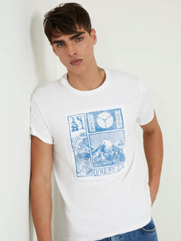 Guess - White Cotton Slim Fit T-Shirt