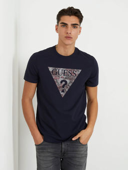 Guess - Navy Blue Cotton Slim Fit T-Shirt