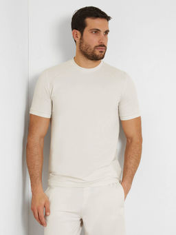 Guess - Off White Lyocell Regular Fit T-Shirt