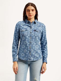 Levi's - Blue Women's Floral Spread Collar Shirt