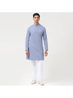 Lacoste - Blue Full Sleeve Knee Length Slim Fit Kurta