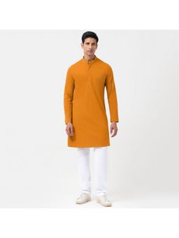 Lacoste - Orange Full Sleeve Knee Length Slim Fit Kurta