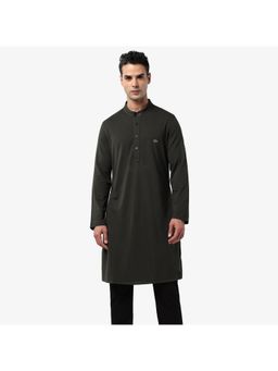 Lacoste - Olive Full Sleeve Knee Length Slim Fit Kurta