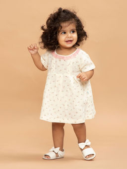 Kids of Greendeer - Floral Pleated Cotton Frock With Bloomer (Set of 2)