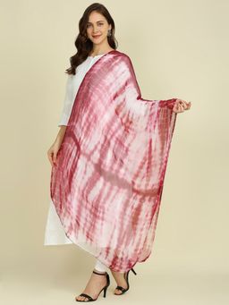 Dupatta Bazaar - Womens Wine Shibori Chiffon Dupatta