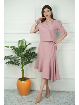 Exude - Sunbeam Blazer Top with A-Symmetrical Skirt (Pink) (Set of 2)