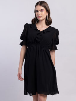 FabAlley - SKATER MINI DRESS with WAIST ELASTICATION