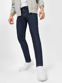 Urbano Fashion - Men Navy Carrot Fit Denim Jeans Stretchable
