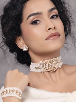 Joules By Radhika - Polki-Pearl Sophisticated Choker Necklace