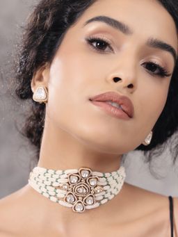 Joules By Radhika - Polki-Pearl Glamorous Choker Necklace