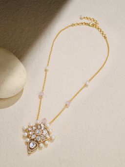 Joules By Radhika - Petite Pearl Polki Pendant Necklace