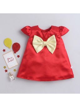Many Frocks - Red Solid Satin Regular Dress