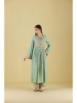 Inej - Front Gather Sea Green Mint Kurta with Palazzo (Set of 2)