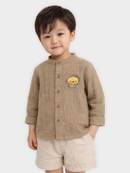 Mi Arcus - Brown Cotton Solid Shirt