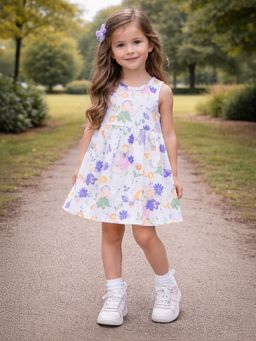 Mi Arcus - White Cotton Printed Dress