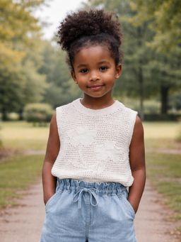 Mi Arcus - Cream Blended Fabric Self Design Top