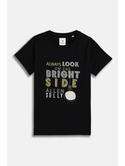 Allen Solly - Black Cotton Typography T-Shirt