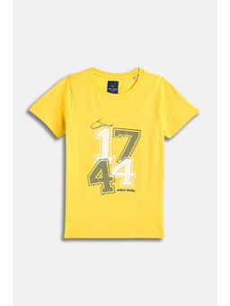 Allen Solly - Yellow Cotton Typography T-Shirt