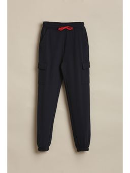 Allen Solly - Navy Blue Cotton Solid Joggers