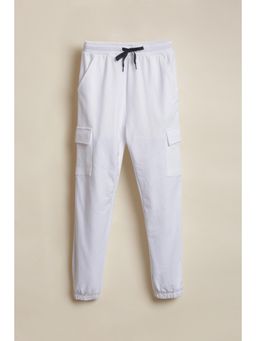 Allen Solly - White Cotton Solid Joggers