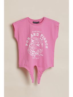 Allen Solly - Pink Cotton Blend Printed T-Shirt