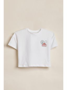 Allen Solly - White Cotton Blend Typography T-Shirt