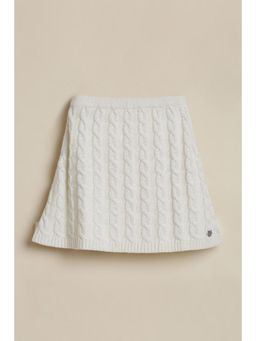 Allen Solly - White Cotton Textured Skirt