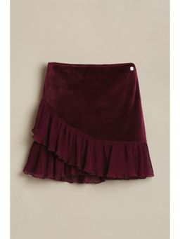 Allen Solly - Maroon Rayon Textured Skirt