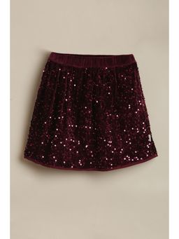 Allen Solly - Maroon Rayon Embellished Skirt