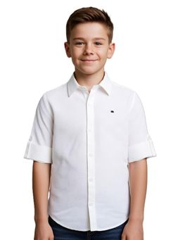 CHARCHIT - White Cotton Textured Shirt