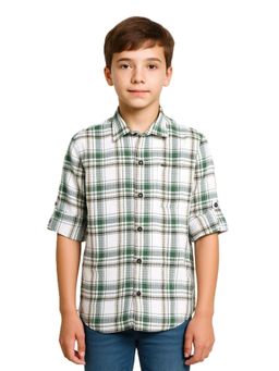 CHARCHIT - Green Cotton Checks Shirt