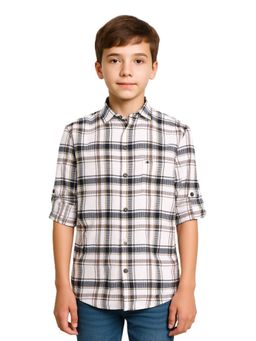 CHARCHIT - White Cotton Checks Shirt