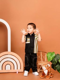 Lazy Cub - Black Cotton Stripes Co Ord Set