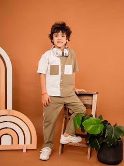 Lazy Cub - Olive Cotton Colorblock Co Ord Set
