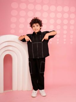 Lazy Cub - Black Cotton Solid Co Ord Set