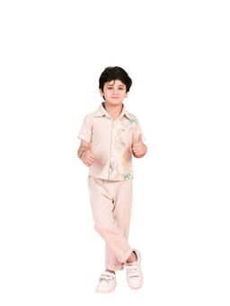 Lazy Cub - Beige Cotton Printed Co Ord Set
