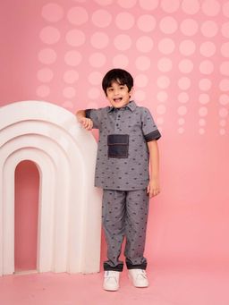 Lazy Cub - Grey Cotton Solid Co Ord Set