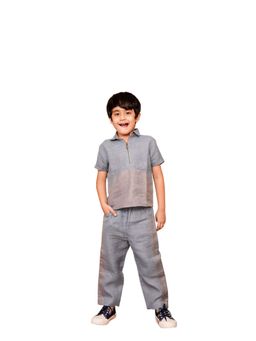 Lazy Cub - Grey Cotton Colorblock Co Ord Set
