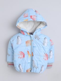 Little Kangaroos - Blue Polyester Printed Puffer Jacket