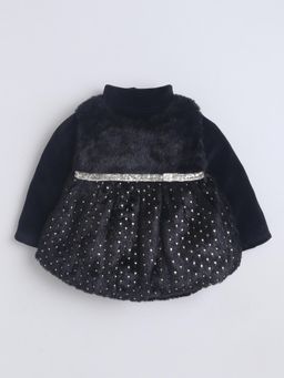 Little Kangaroos - Black Polyester Embellished Top With Dress