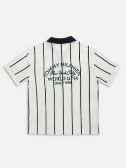 Tommy Hilfiger - White Cotton Stripes Polo T-Shirt