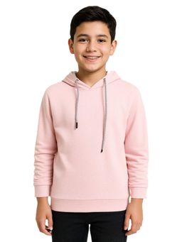 CAVIO - Pink Cotton Blend Solid Hoodie