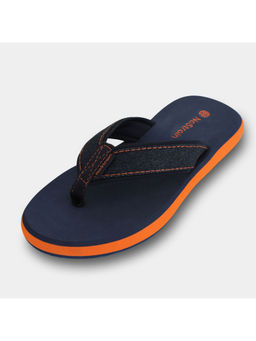 NoStrain - Navy Blue Rugged Comfort with Timeless Style Angular Denim Flipflops for Men