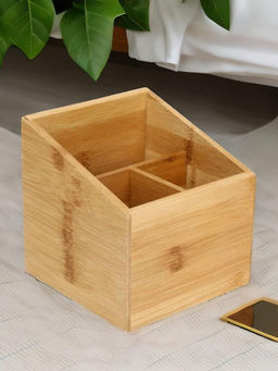 At Home by Nilkamal - 3 Sectional Cutlery Storage Stand Box Brown