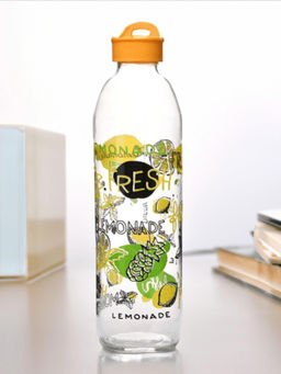 At Home by Nilkamal - Transparent 1000ml Glass Water Bottle Yellow