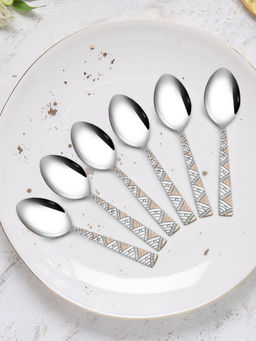 At Home by Nilkamal - Arias Bloom Tea Spoon Set of 6 Silver
