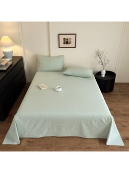 JC Home - Green Cotton Single Bedsheets with 2 Pillow Cover