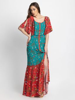 SHAYE - Round Neck Multi-Color Floral Short Sleeves Casual Dress For Women