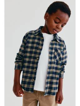 H&M - Boys Green Cotton Flannel Shirt