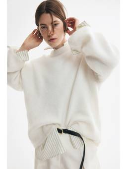 H&M - Women White Oversized Mohair-Blend Jumper